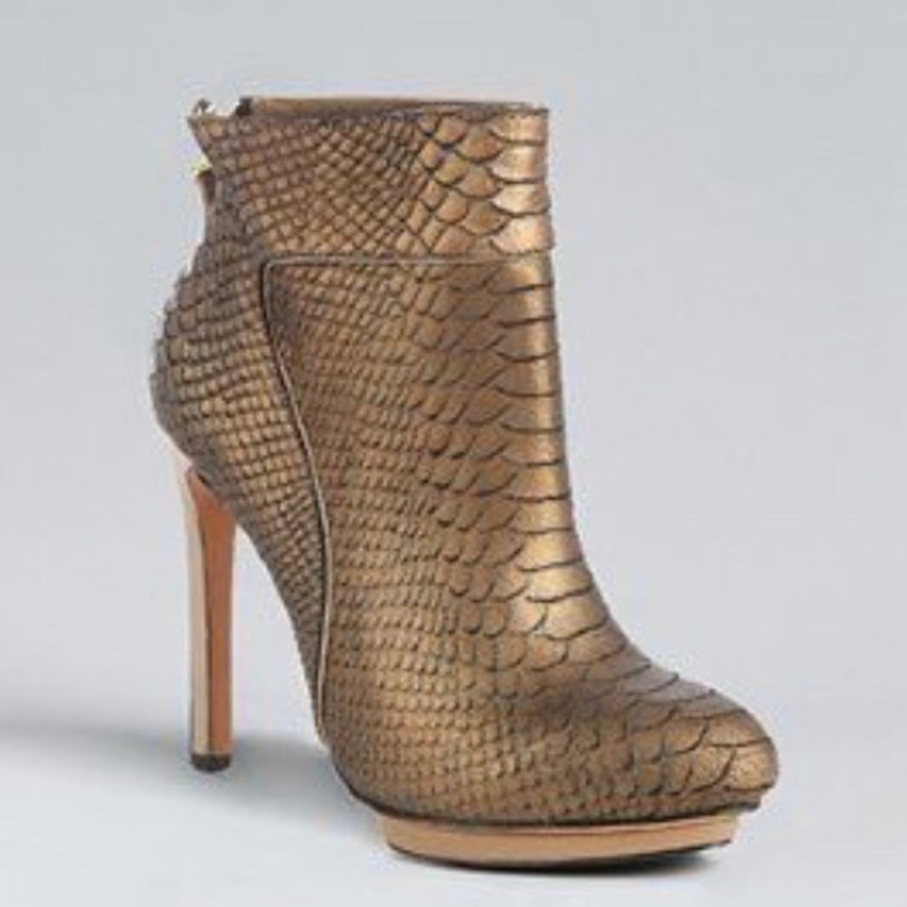 Badgley Mischka Fido Bronze Heeled Ankle Booties